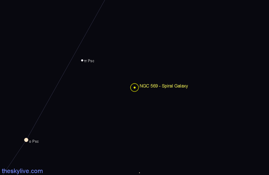 Finder chart NGC 569 - Spiral Galaxy in Pisces star