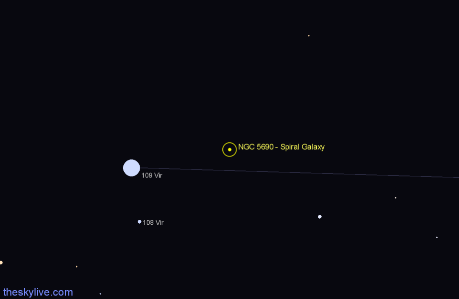 Finder chart NGC 5690 - Spiral Galaxy in Virgo star