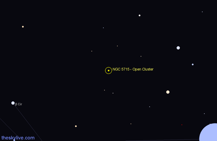 Finder chart NGC 5715 - Open Cluster in Circinus star