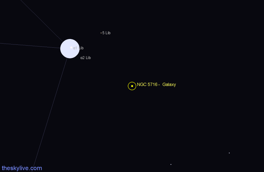 Finder chart NGC 5716 - Galaxy in Libra star