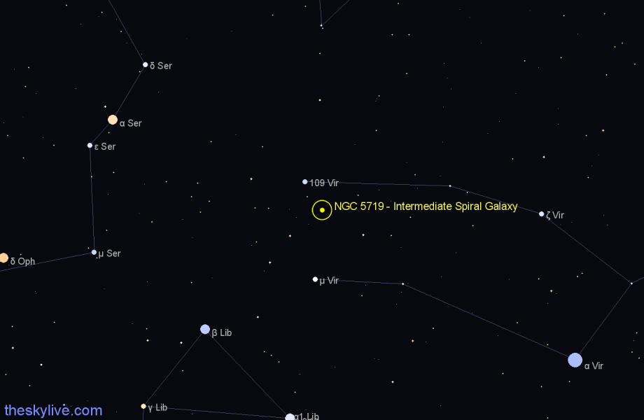 Finder chart NGC 5719 - Intermediate Spiral Galaxy in Virgo star