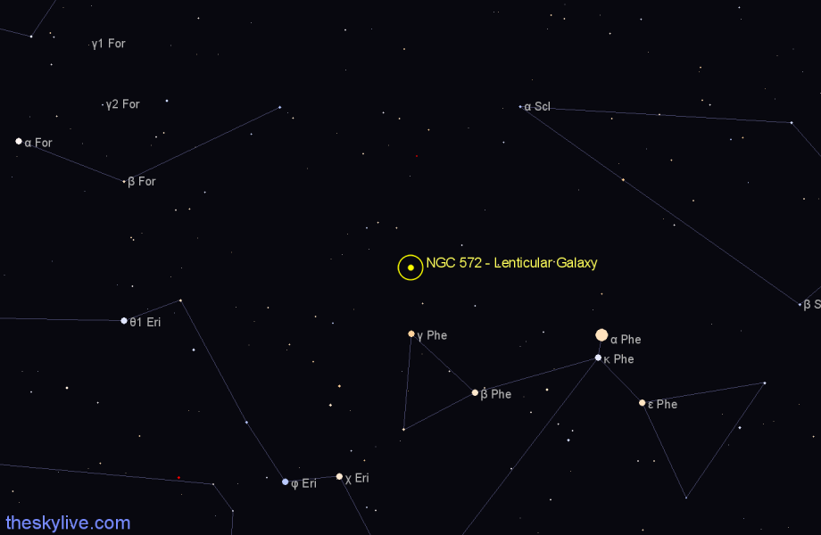 Finder chart NGC 572 - Lenticular Galaxy in Sculptor star