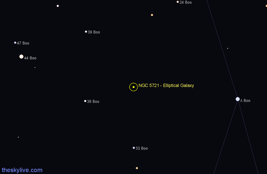 Finder chart NGC 5721 - Elliptical Galaxy in Boötes star