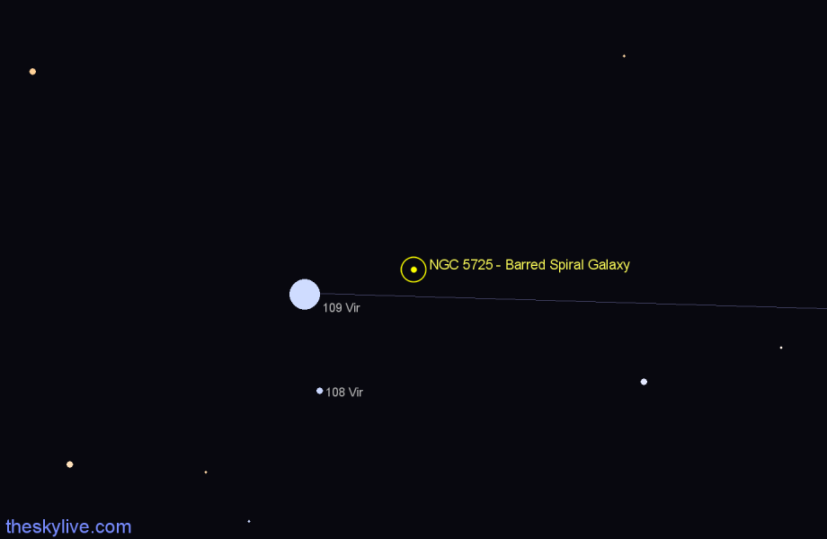 Finder chart NGC 5725 - Barred Spiral Galaxy in Virgo star