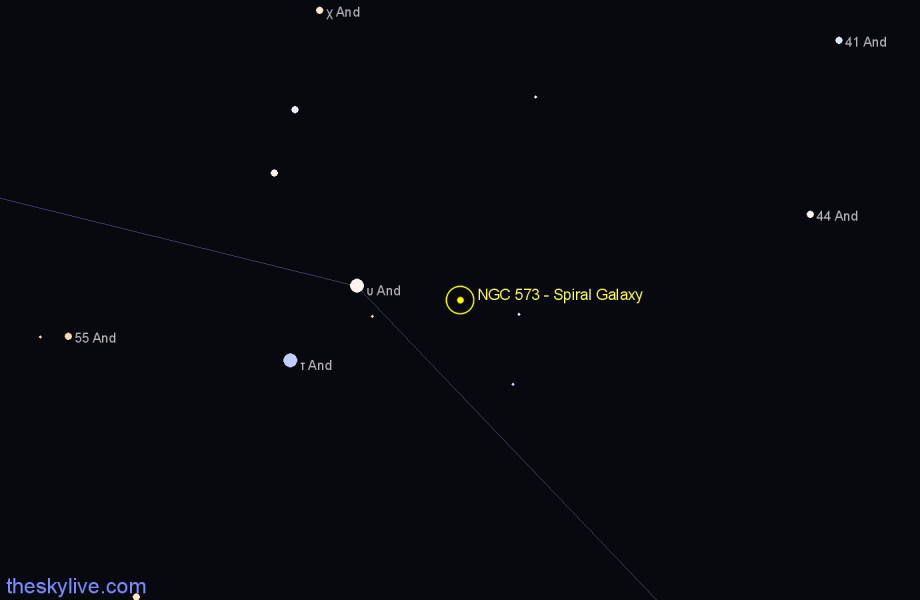 Finder chart NGC 573 - Spiral Galaxy in Andromeda star