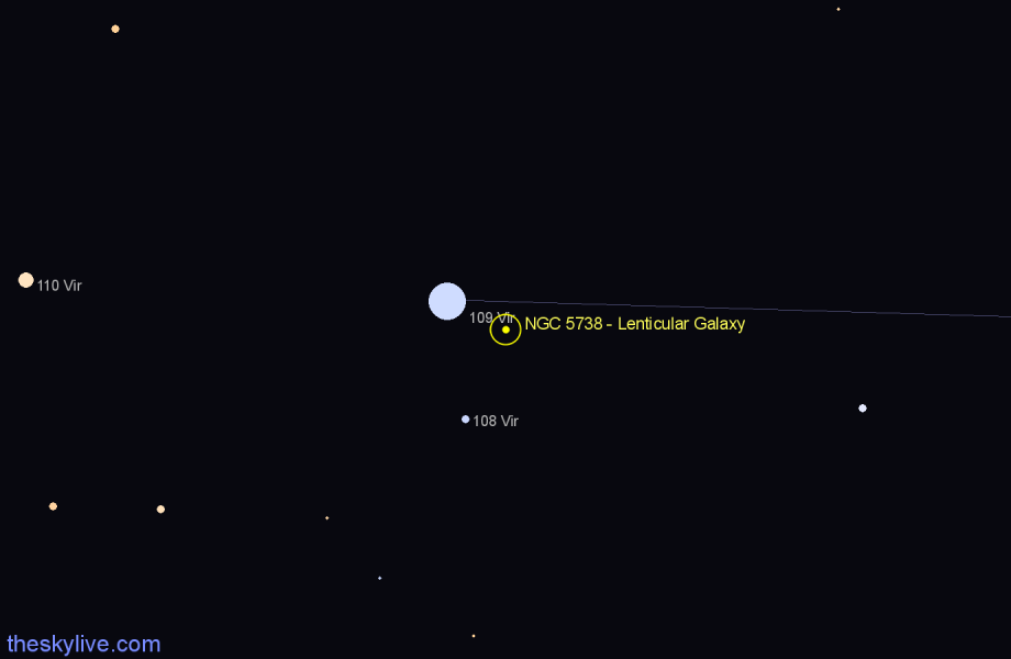 Finder chart NGC 5738 - Lenticular Galaxy in Virgo star