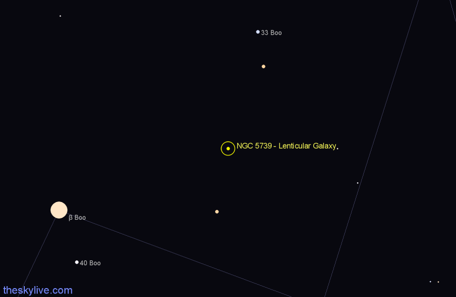 Finder chart NGC 5739 - Lenticular Galaxy in Boötes star