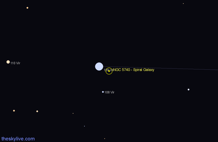 Finder chart NGC 5740 - Spiral Galaxy in Virgo star