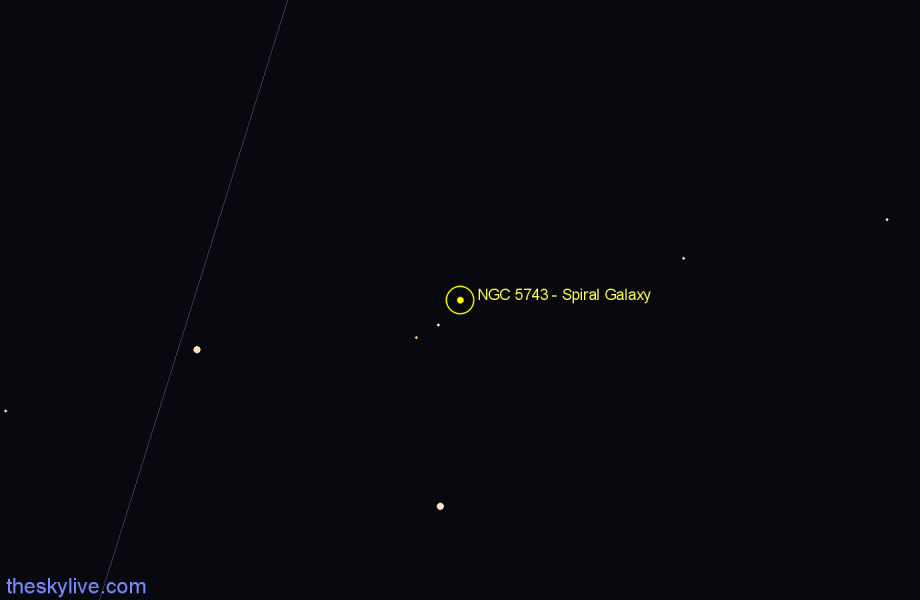 Finder chart NGC 5743 - Spiral Galaxy in Libra star