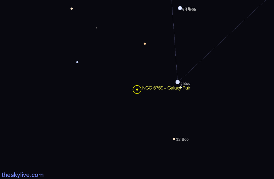 Finder chart NGC 5759 - Galaxy Pair in Boötes star