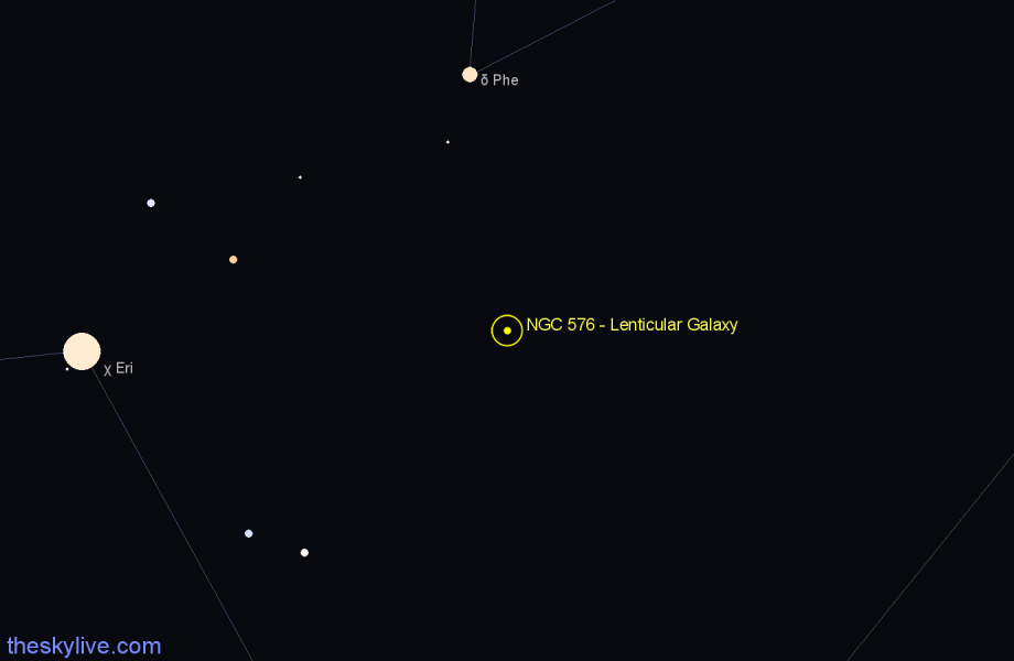 Finder chart NGC 576 - Lenticular Galaxy in Phoenix star