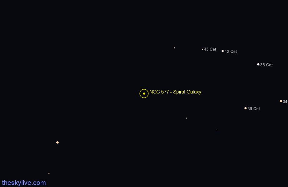 Finder chart NGC 577 - Spiral Galaxy in Cetus star