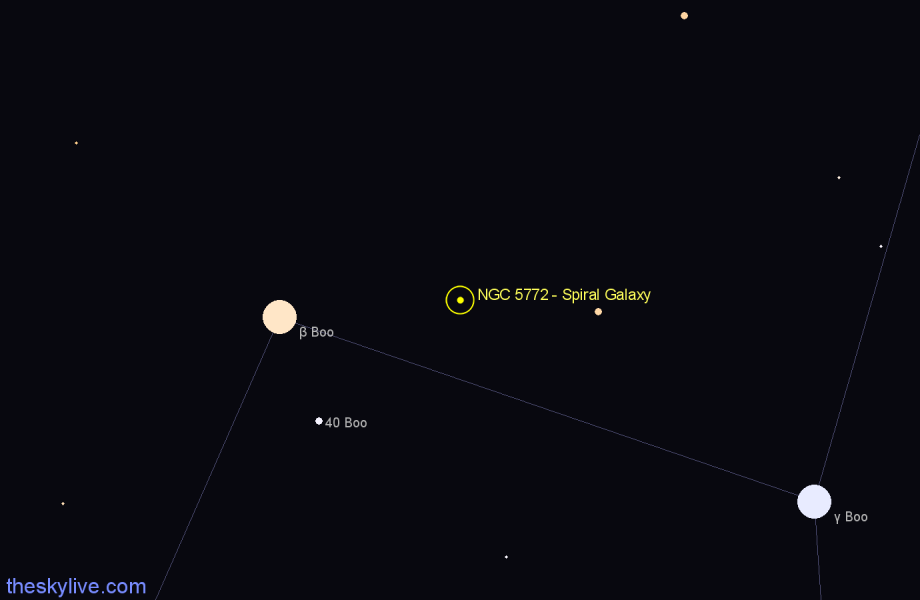 Finder chart NGC 5772 - Spiral Galaxy in Boötes star