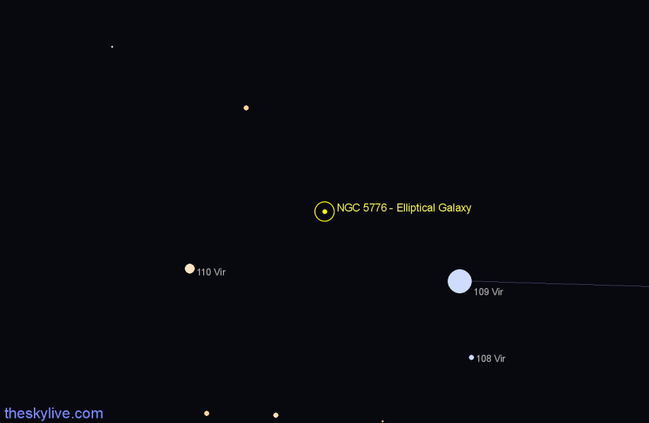 Finder chart NGC 5776 - Elliptical Galaxy in Virgo star