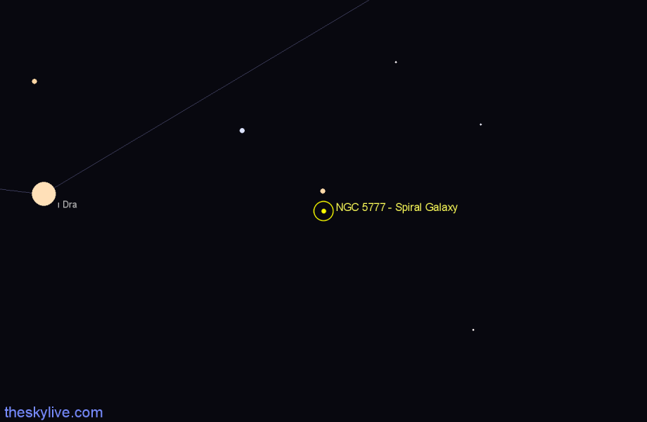 Finder chart NGC 5777 - Spiral Galaxy in Draco star