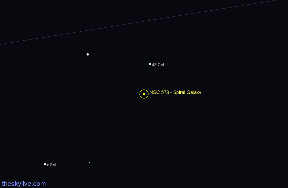 Finder chart NGC 578 - Spiral Galaxy in Cetus star