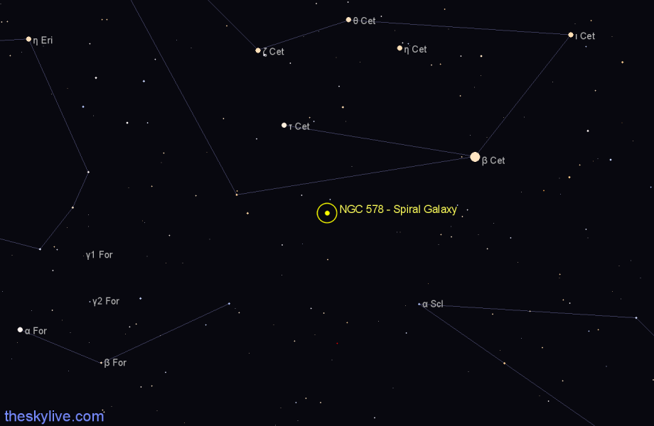 Finder chart NGC 578 - Spiral Galaxy in Cetus star