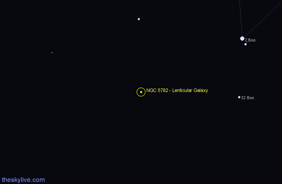 Finder chart NGC 5782 - Lenticular Galaxy in Boötes star