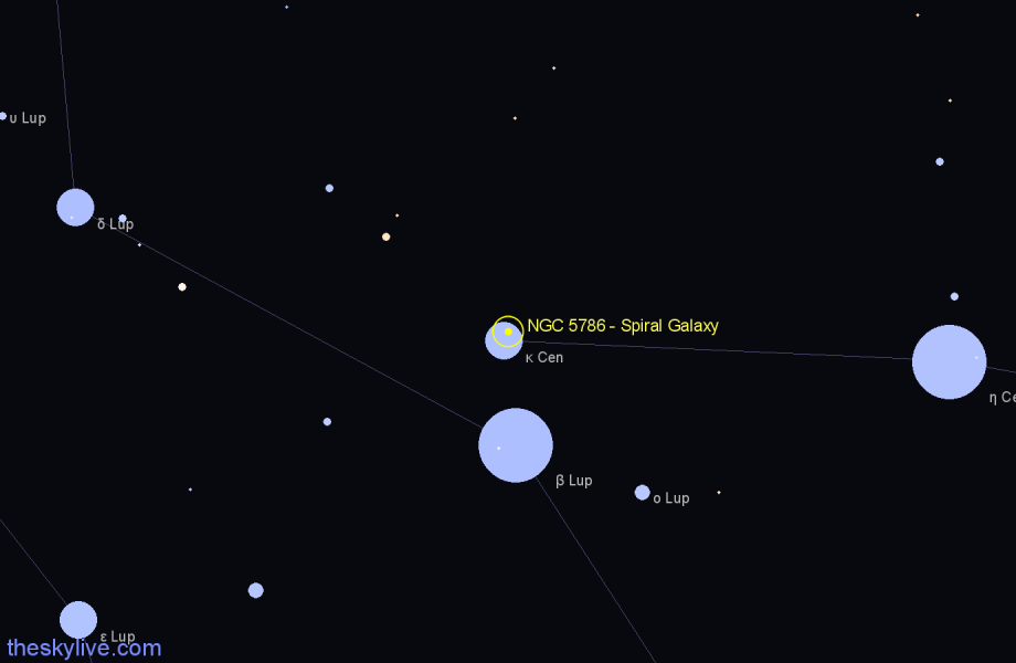 Finder chart NGC 5786 - Spiral Galaxy in Centaurus star