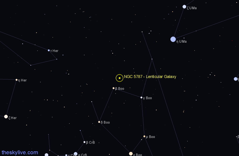 Finder chart NGC 5787 - Lenticular Galaxy in Boötes star