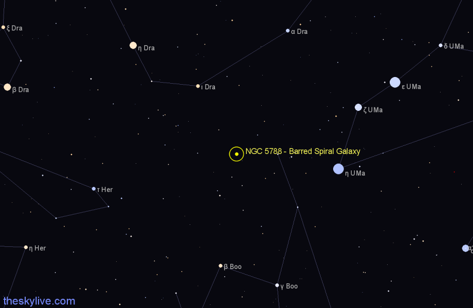 Finder chart NGC 5788 - Barred Spiral Galaxy in Boötes star