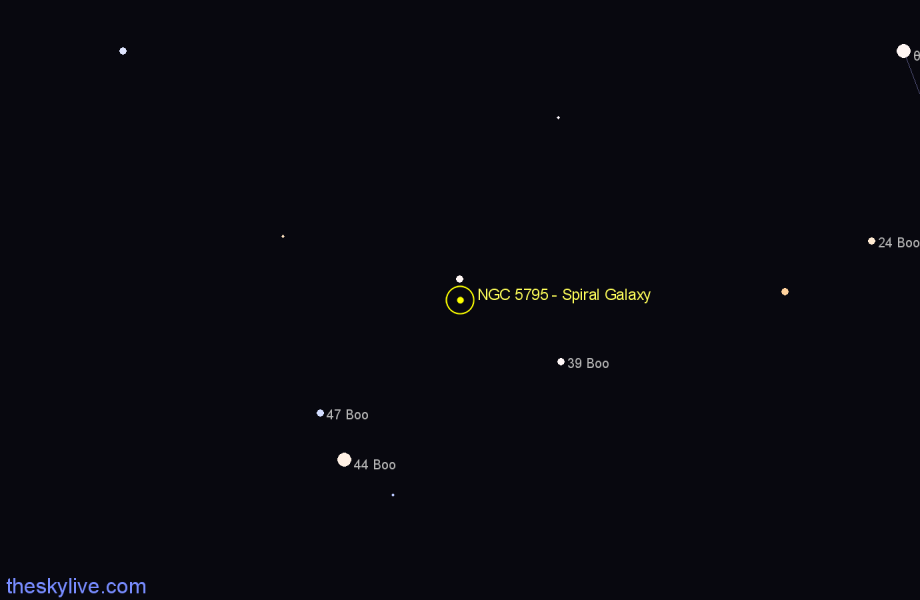 Finder chart NGC 5795 - Spiral Galaxy in Boötes star