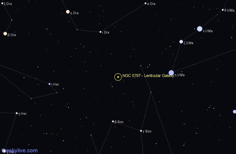 Finder chart NGC 5797 - Lenticular Galaxy in Boötes star