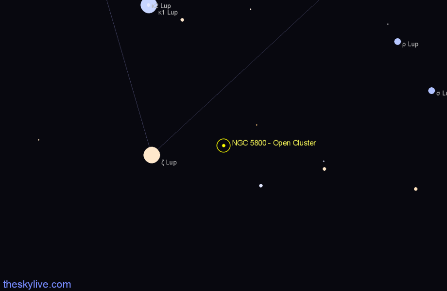 Finder chart NGC 5800 - Open Cluster in Lupus star