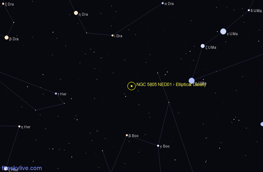 Finder chart NGC 5805 NED01 - Elliptical Galaxy in Boötes star