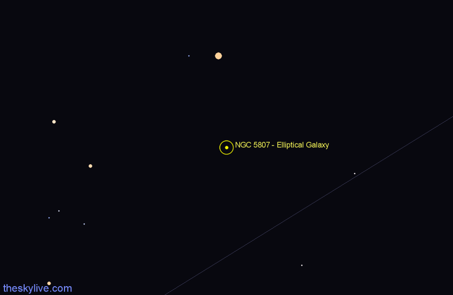 Finder chart NGC 5807 - Elliptical Galaxy in Draco star