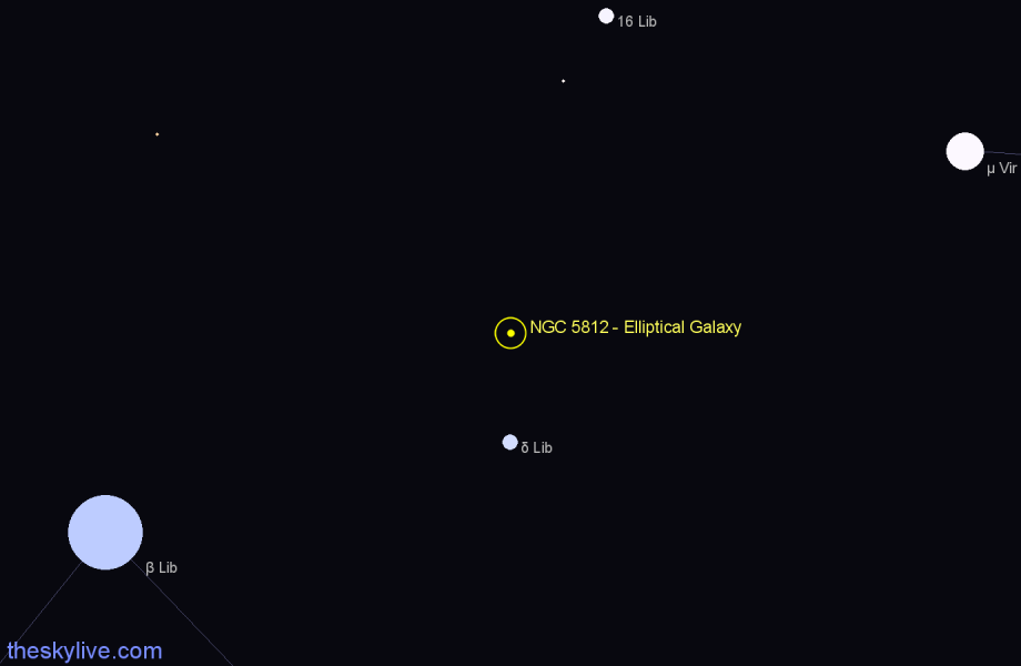 Finder chart NGC 5812 - Elliptical Galaxy in Libra star