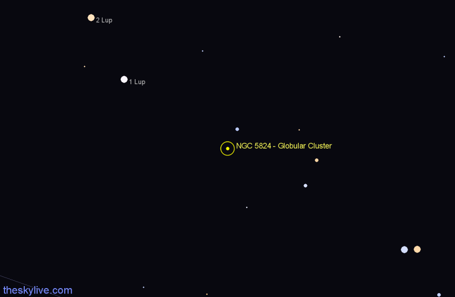 Finder chart NGC 5824 - Globular Cluster in Lupus star