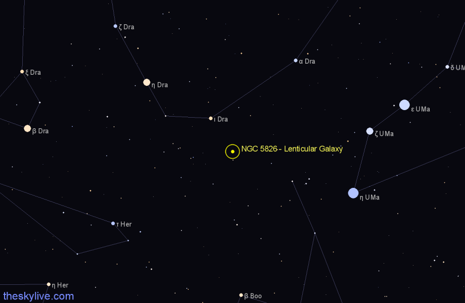 Finder chart NGC 5826 - Lenticular Galaxy in Draco star