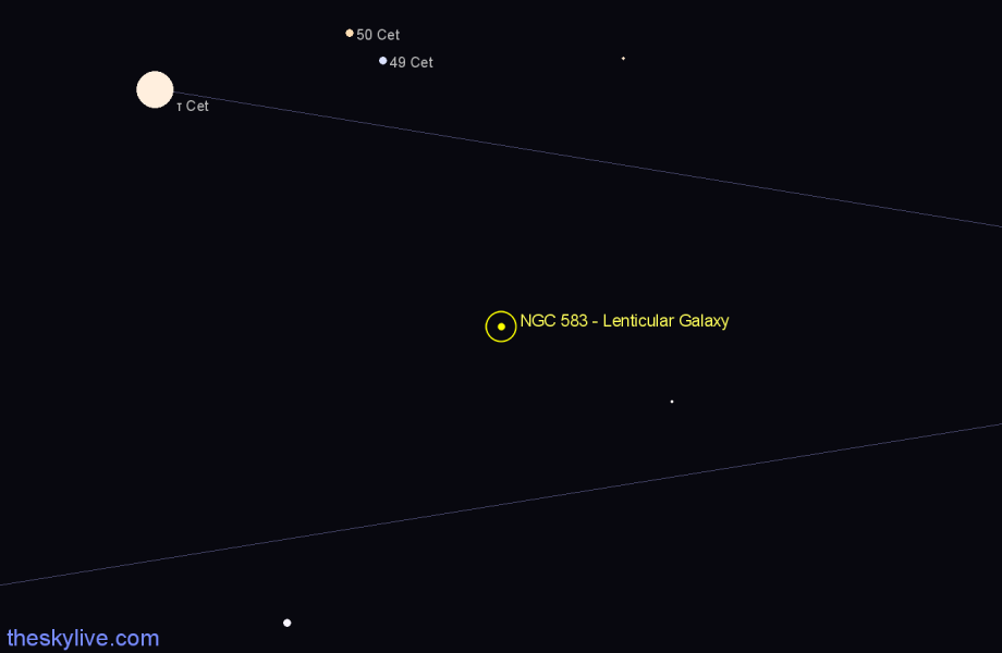 Finder chart NGC 583 - Lenticular Galaxy in Cetus star