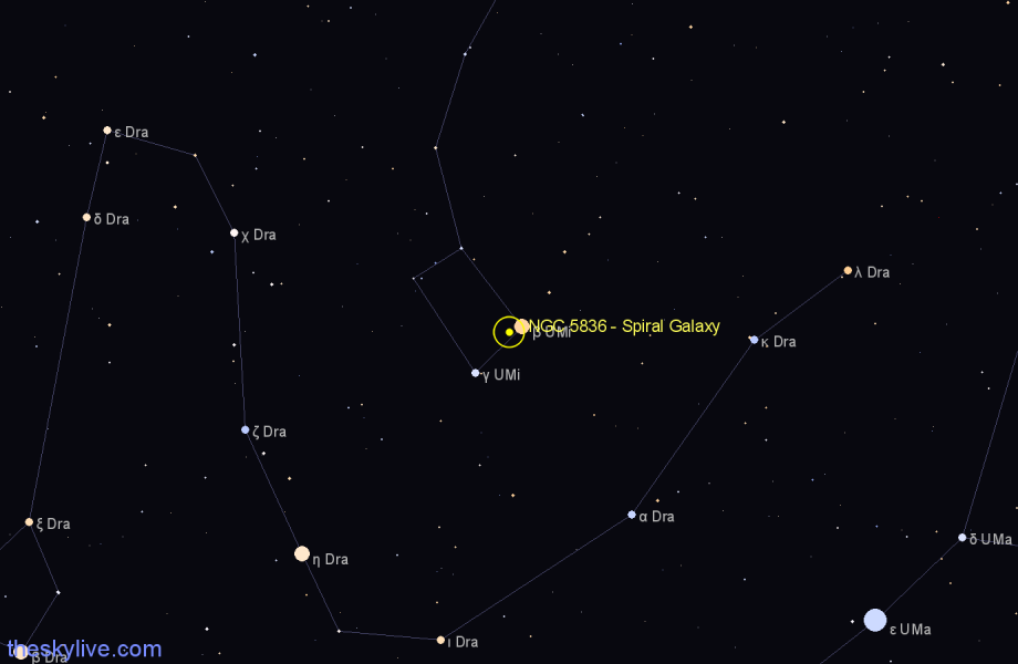 Finder chart NGC 5836 - Spiral Galaxy in Ursa Minor star