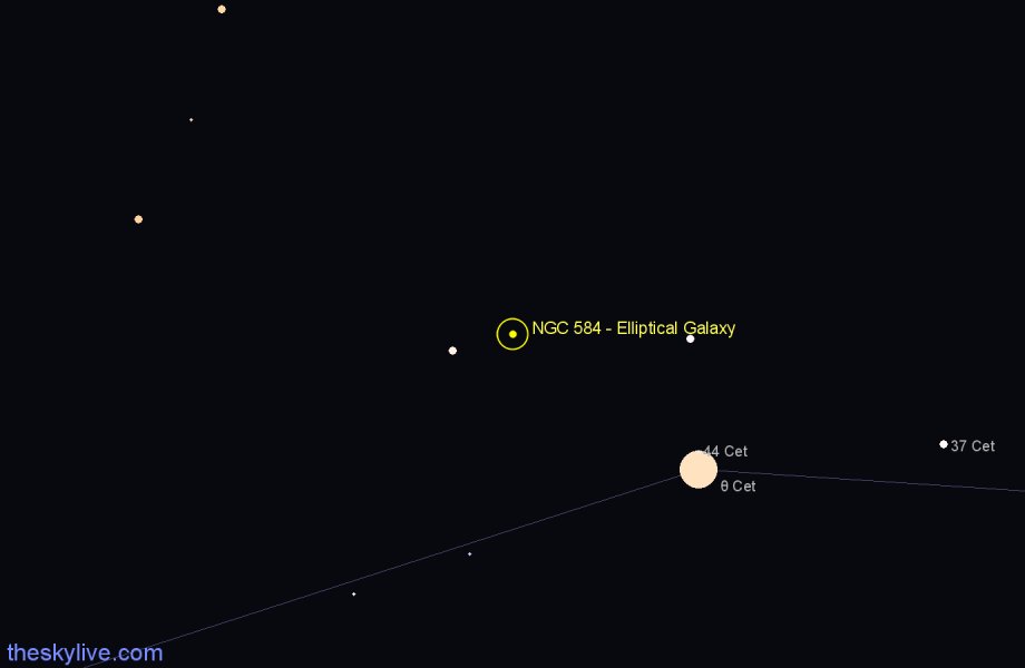 Finder chart NGC 584 - Elliptical Galaxy in Cetus star