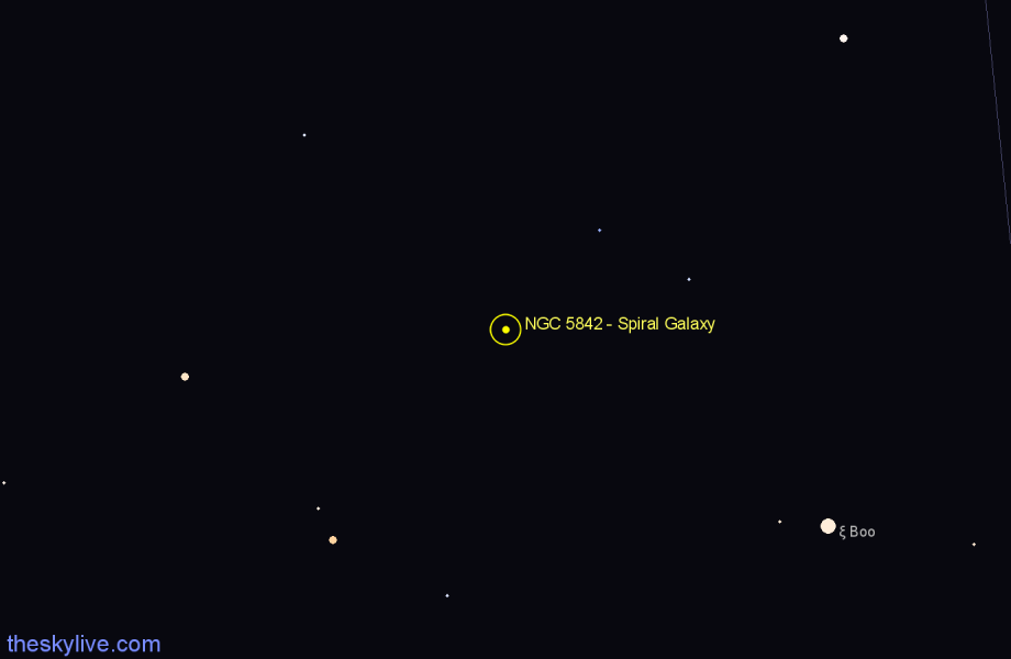 Finder chart NGC 5842 - Spiral Galaxy in Boötes star