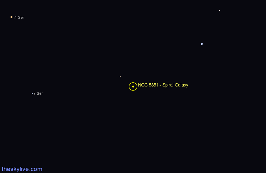 Finder chart NGC 5851 - Spiral Galaxy in Boötes star