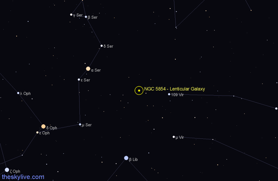 Finder chart NGC 5854 - Lenticular Galaxy in Virgo star