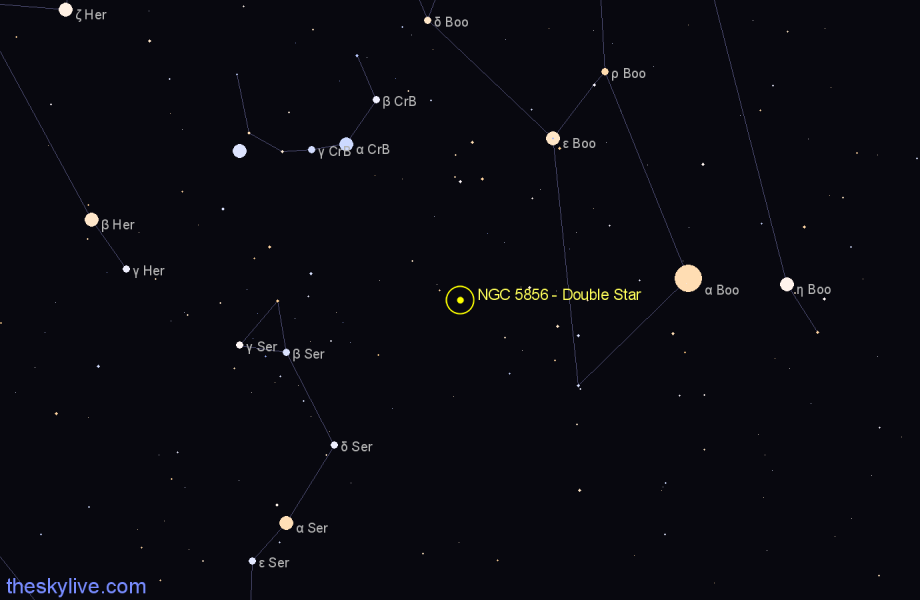 Finder chart NGC 5856 - Double Star in Boötes star