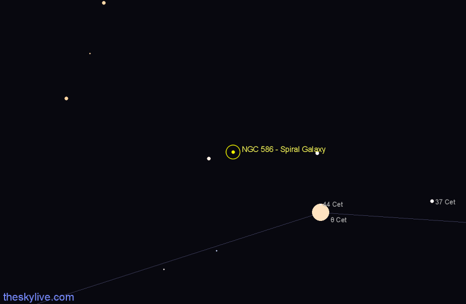 Finder chart NGC 586 - Spiral Galaxy in Cetus star