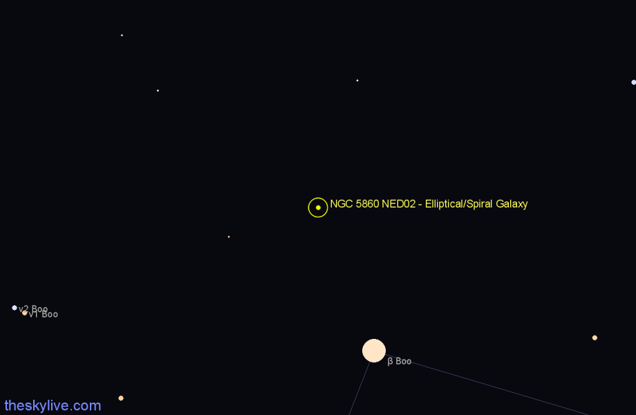 Finder chart NGC 5860 NED02 - Elliptical/Spiral Galaxy in Boötes star