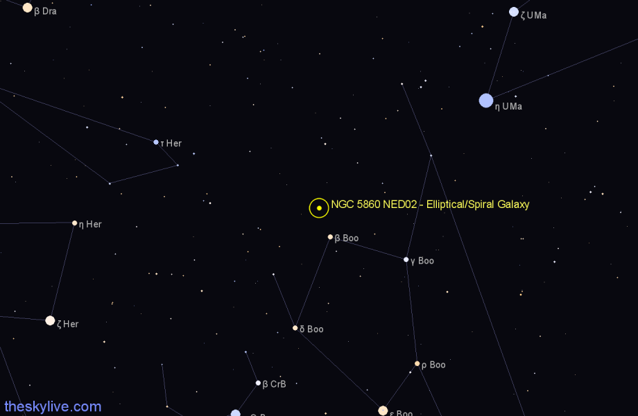 Finder chart NGC 5860 NED02 - Elliptical/Spiral Galaxy in Boötes star