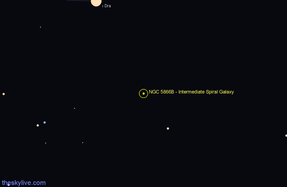 Finder chart NGC 5866B - Intermediate Spiral Galaxy in Draco star