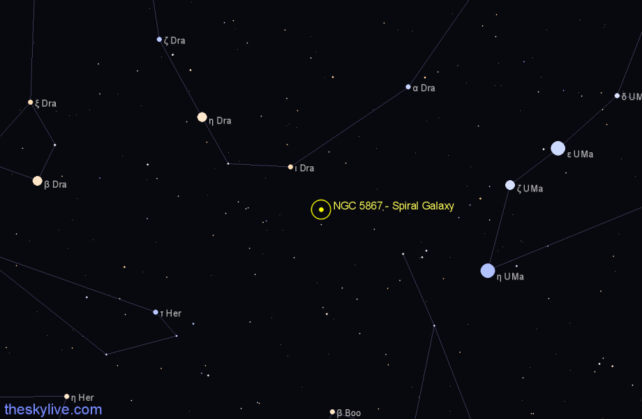 Finder chart NGC 5867 - Spiral Galaxy in Draco star