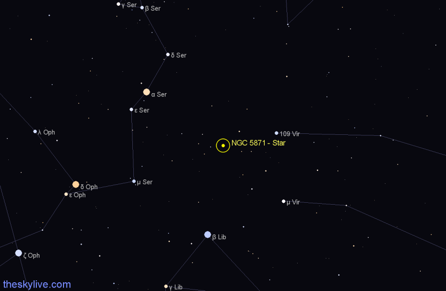 Finder chart NGC 5871 - Star in Virgo star