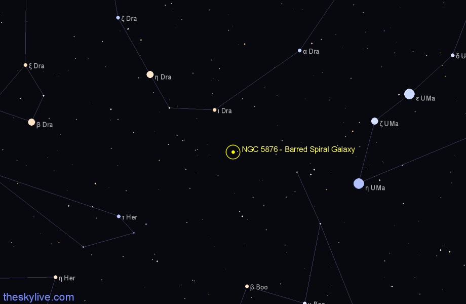 Finder chart NGC 5876 - Barred Spiral Galaxy in Boötes star