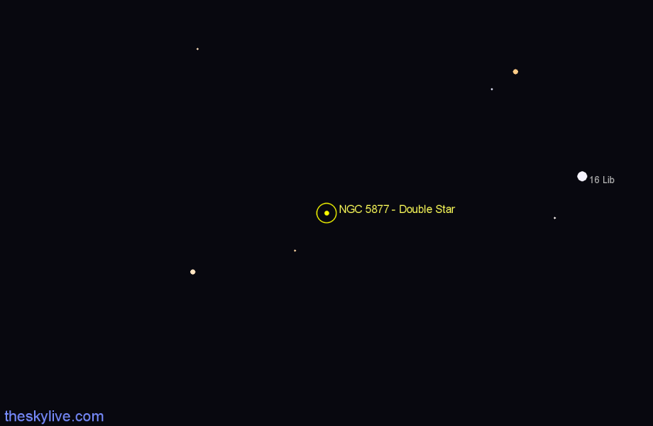 Finder chart NGC 5877 - Double Star in Libra star