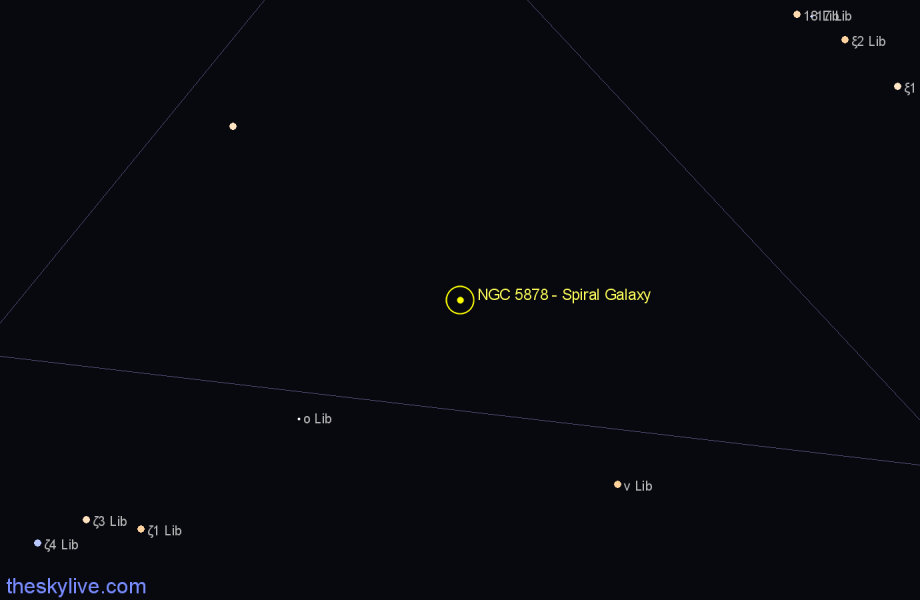 Finder chart NGC 5878 - Spiral Galaxy in Libra star