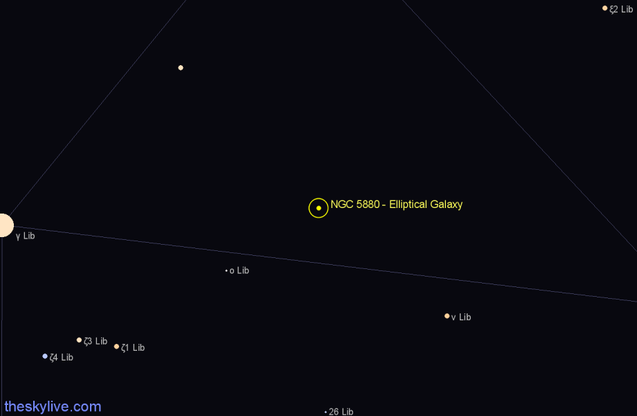 Finder chart NGC 5880 - Elliptical Galaxy in Libra star